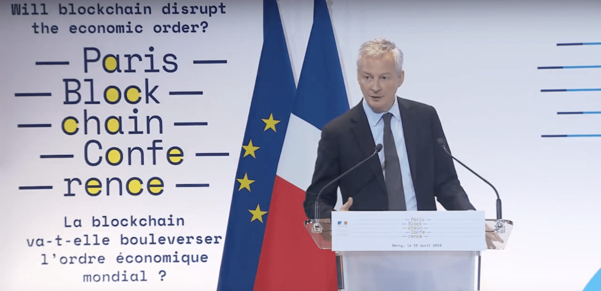 french minister bruno le maire blockchain conference april 2019